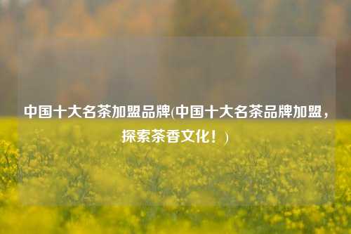 中国十大名茶加盟品牌(中国十大名茶品牌加盟，探索茶香文化！)