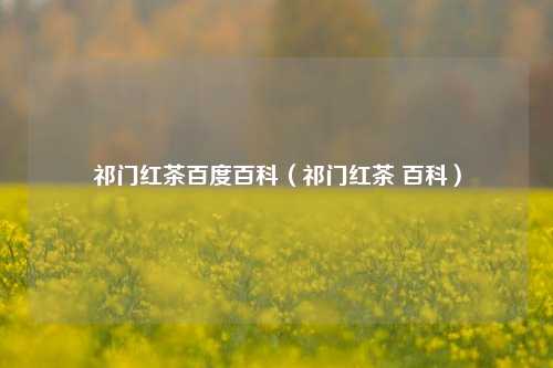 祁门红茶百度百科（祁门红茶 百科）