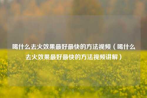 喝什么去火效果最好最快的方法视频（喝什么去火效果最好最快的方法视频讲解）